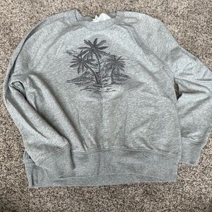 Women’s Gray Palm-Graphic Crewneck Sweatshirt